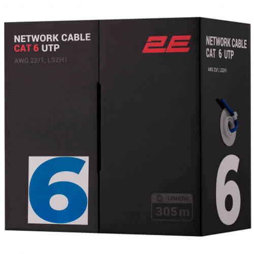 2E Кабель CAT 6, U-UTP, 305м, AWG 23/1, LSZH-1, синий