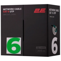 2E Кабель CAT 6, U-UTP, 305м, AWG 23/1, LSZH-1, зеленый