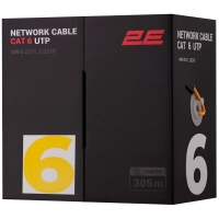 2E Кабель CAT 6, U-UTP, 305м, AWG 23/1, LSZH-1, желтый